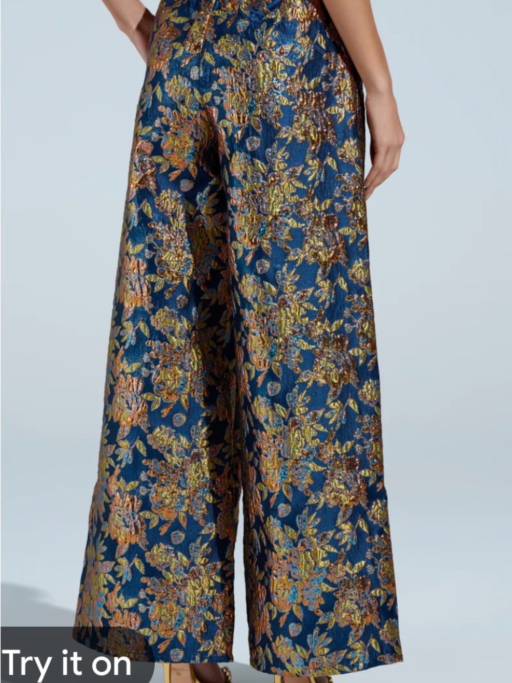 AKIRA Navy Brocade Corset Top and Pants Set - Picture 5 of 13